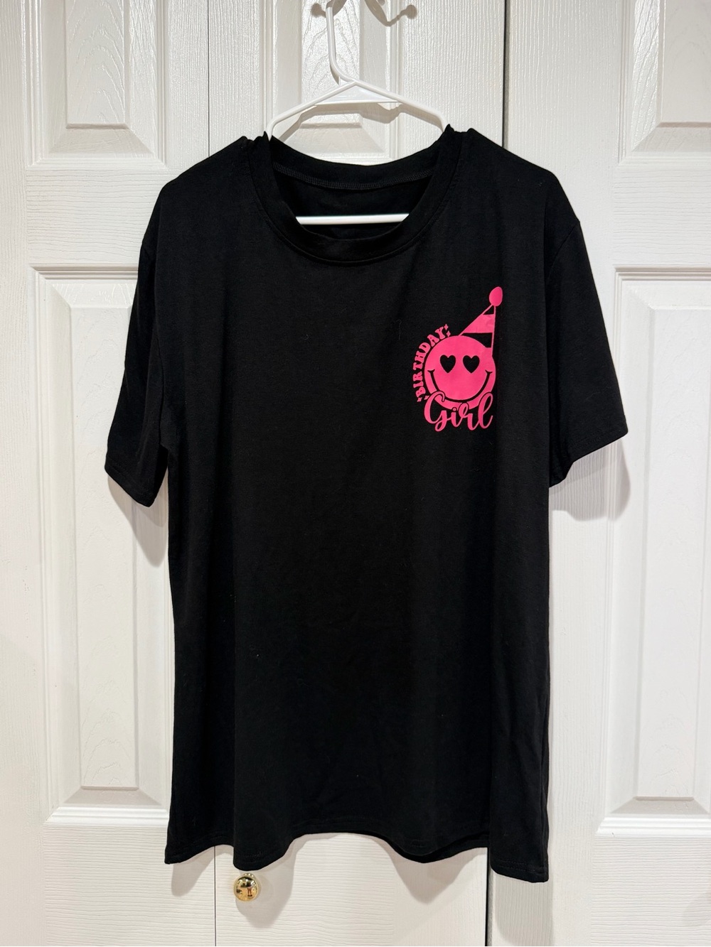 Black Short-Sleeve 'Birthday Girl' Tee with Pink Graphic